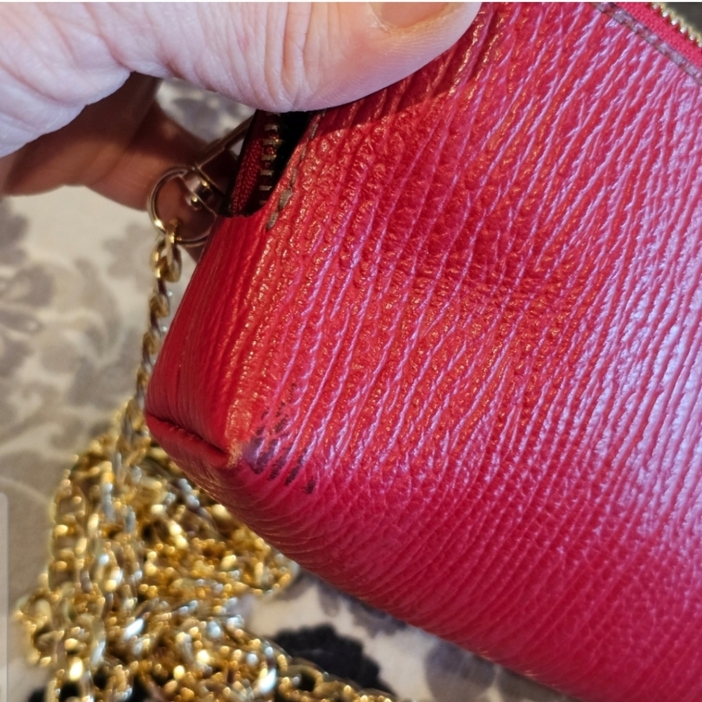 Furla Leather Clutch EUC with Crossbody Chain & Charm added - Picture 6 of 16